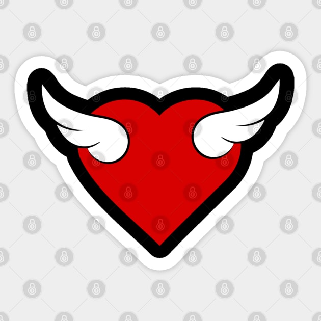 Winged Red Heart 03 Black Sticker by Korvus78